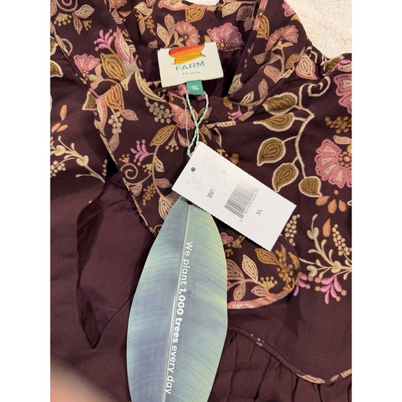 Farm Rio Bella Mini Dress in Bella Burgundy Size XL New Long Sleeve - Picture 5 of 9